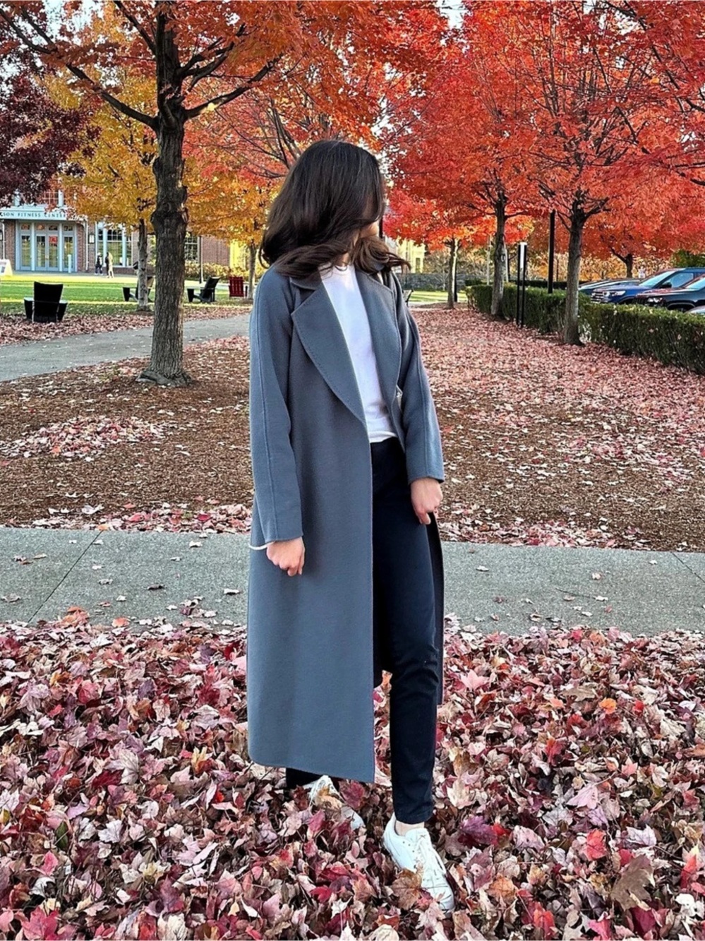 Massimo Dutti Women's Gray Belted Long Wool Coat